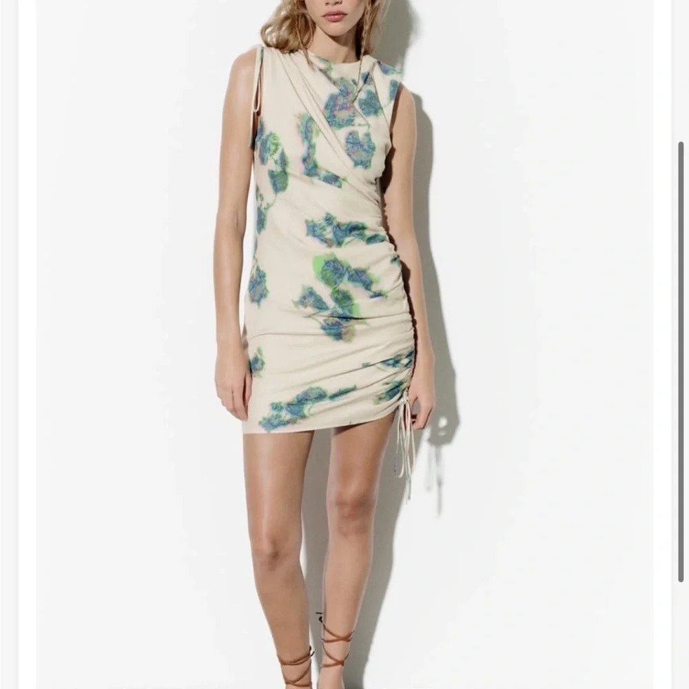 NWT ZARA TIE DYE RUCHED DRESS